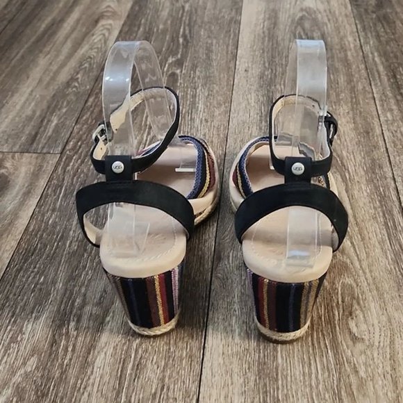 UGG Australia Striped Nyssa Wedge Espadrille Sandals Size 7 - Picture 4 of 8